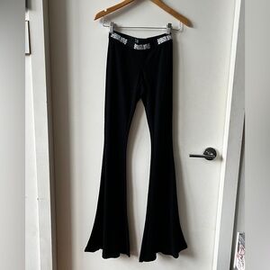 Darker Wavs Dollskill waffle knit super flare black leggings